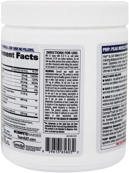 GAT SPORT PMP (Peak Muscle Performance), Pre-Workout, 30 Servings (Raspberry Lemonade)