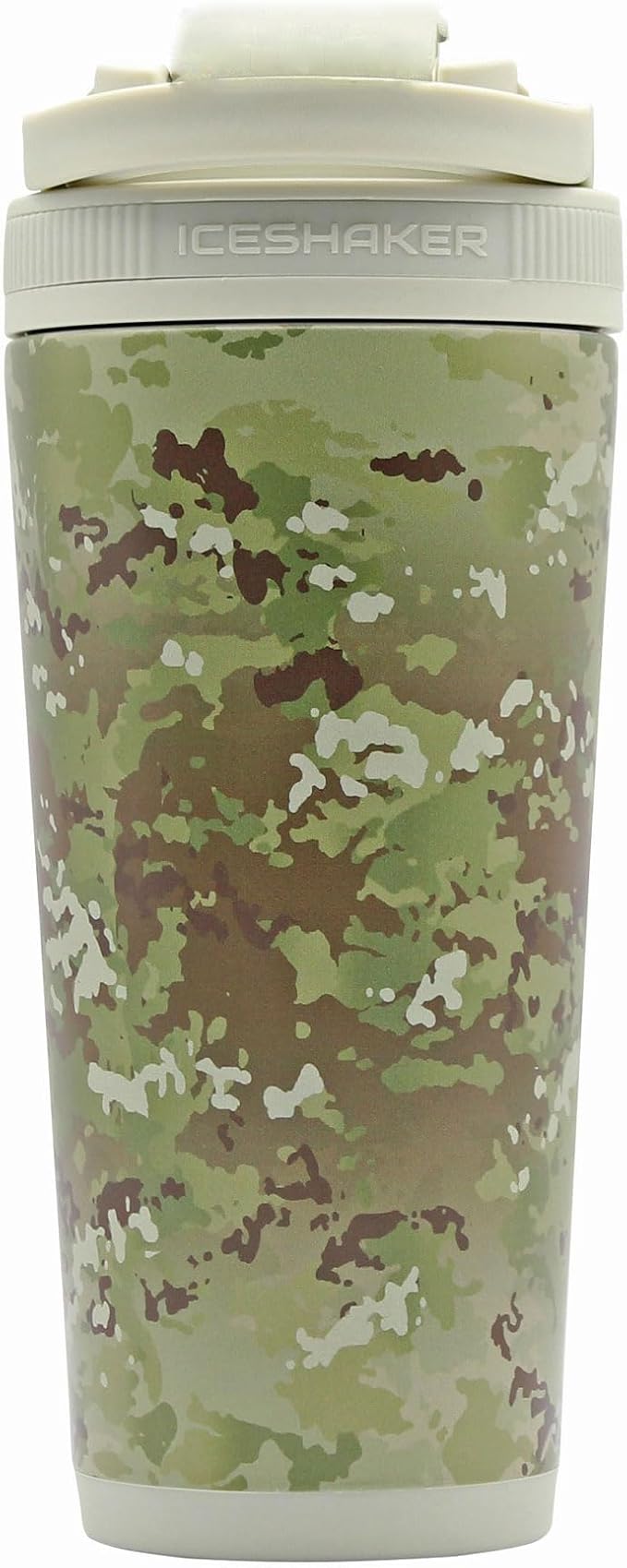 IS ICESHAKER Ice Shaker Army Camo Stainless Steel Protein Shaker Bottle, Insulated Gym Water Bottle, Keeps Drinks Ice-Cold for 30+ Hours, As Seen on Shark Tank