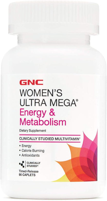 GNC Womens Ultra Mega Energy and Metabolism Multivitamin for Women, 90 Count, for Increased Energy, Metablism, and Calorie Burning