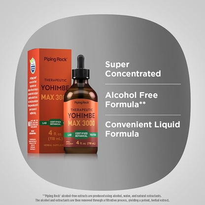 Piping Rock Yohimbe Bark Extract Liquid | 4 Fl Oz | Supplement for Men & Women | Alcohol Free Herbal Drops | Vegetarian, Non-GMO, Gluten Free