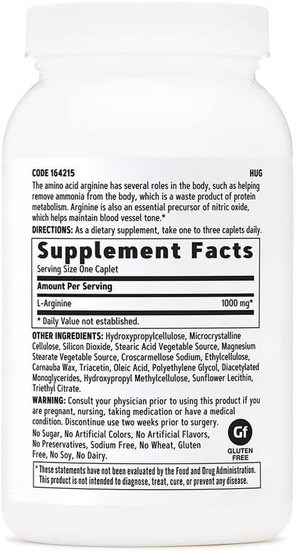 GNC L-Arginine 1000mg, 90 Caplets, Increases Nitric Oxide Production