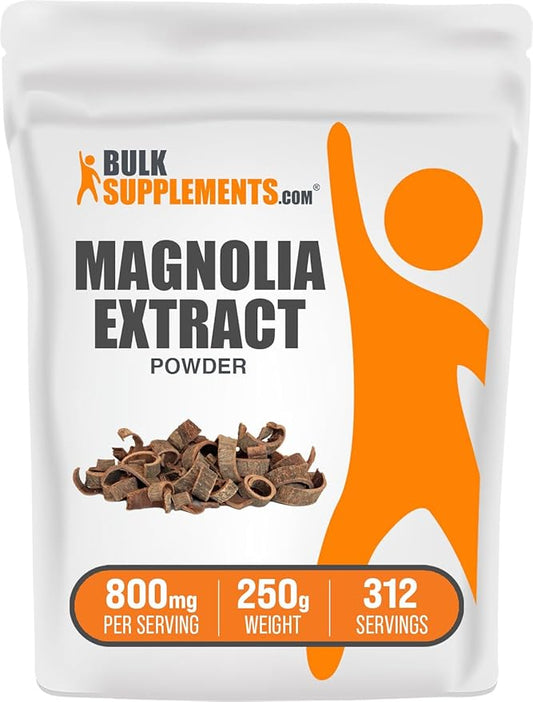 BulkSupplements.com Magnolia Bark Extract Powder - Magnolia Officinalis, Magnolia Bark Supplement, Magnolia Extract - Gluten Free, 800mg per Serving, 250g (8.8 oz) (Pack of 1)