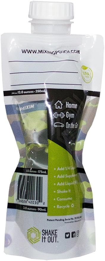 Collapsible Shaker Bottle for Protein Shakes, Supplements - 12 Ounce Reusable, Recyclable, Travel Bottle