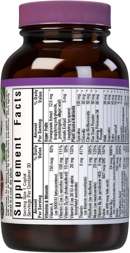 Bluebonnet Nutrition Super Earth* Single Daily* Multiple (Iron Free), for Daily Nutritional Support*, Gluten-Free, Kosher Certified, Dairy Free, Vegetarian Friendly, 30 Caplets, 30 Servings