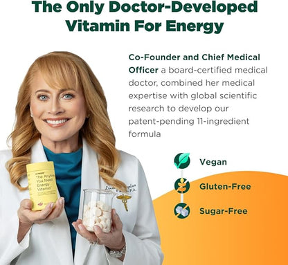 The Anytime You Need Energy Vitamin for Sustained Energy, Focus & Alertness with Jitter-Free Caffeine, 60 Chewable Energy Supplements (30 Servings), Mixed Berry