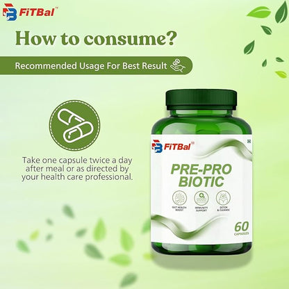 Pre - Probiotic Capsules Boost Gut Health Support Immunity Detox & Cleanse 60 Capsules