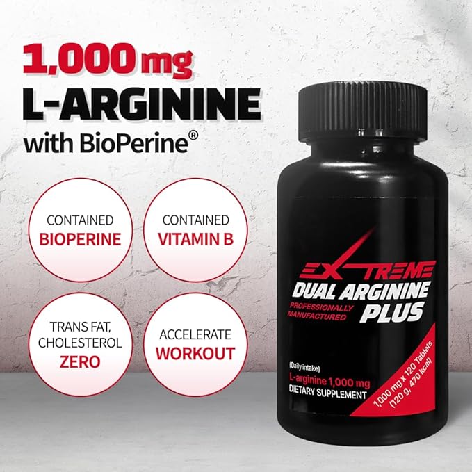 EXTREME Dual ARGININE Plus with Vitamin B Complex - Boost up Energy & Vitality for Men's Sports Performance (1,000mg x 120 Tablets, 2 Months Supply)