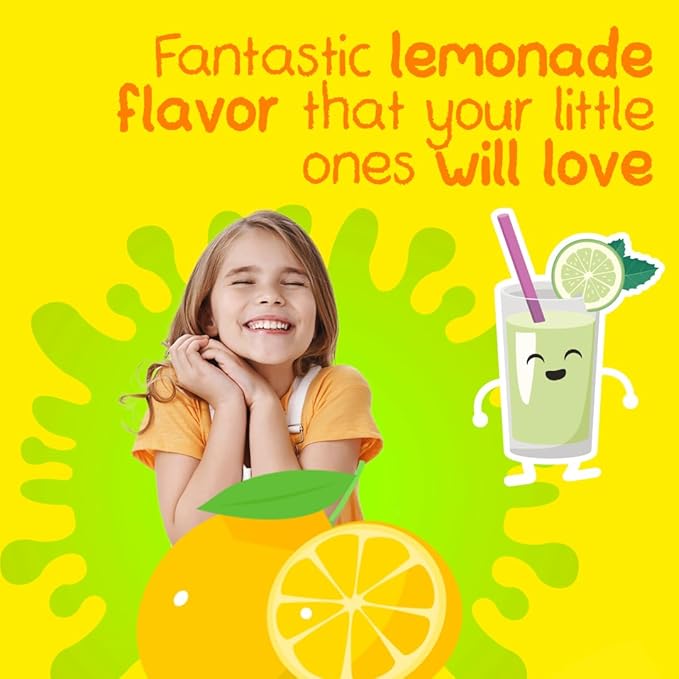 Chewable Magnesium for Kids, Relaxation and Calm Formula, Glycinate, Citrate, Taurate, Vitamin B6, D, C, Natural Lemonade Flavor, Sugar Free, Gluten Free, Non-GMO, 60 Chewable Tablets