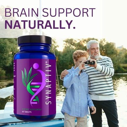 Youngevity Synaptiv™ Brain Support - 12in1 - Ginkgo, Huperzine, Bacopa, Quercetin and More - with Potent Antioxidant Blend + Vitamins - 60 Tablets (Pack of 1)