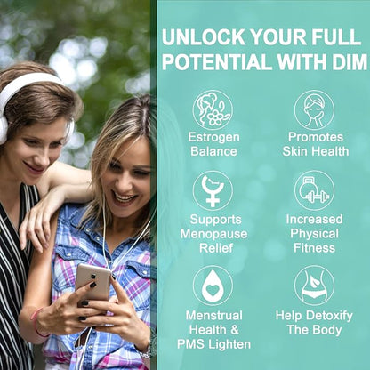 DIM Supplement Women 400mg, Estrogen Supplement for Women, Sugar Free DIM Gummies for Men & Women + Biotin, Flaxseed Oil, Burdock, Calendula, BioPerine for Hormone Balance, Menopause & Prostate 120Cts