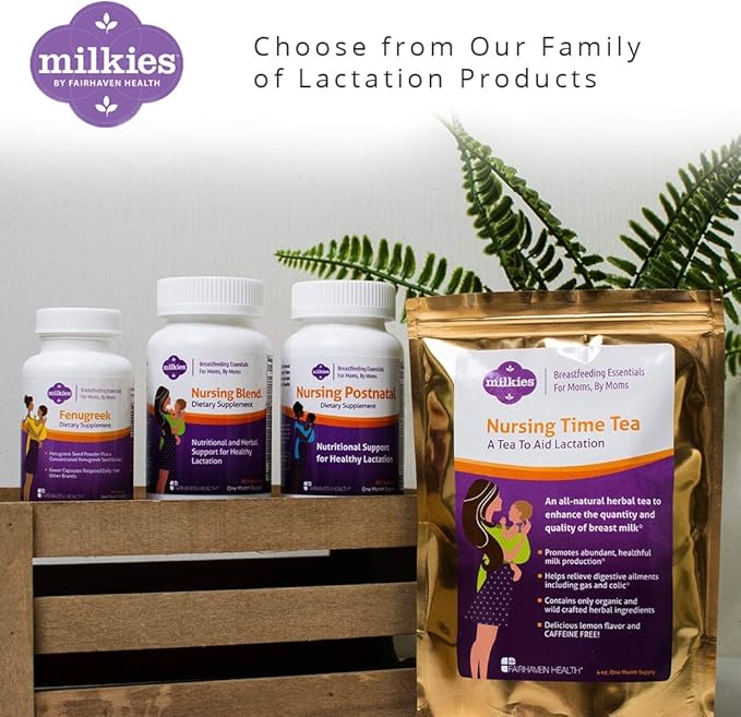 Milkies Fairhaven Health Nursing Postnatal Vegetarian Supplement for Breastfeeding Women with Vitamin D and B, Nutritious Breast Milk Multivitamin - Gluten and Dairy Free - 1 Month Supply