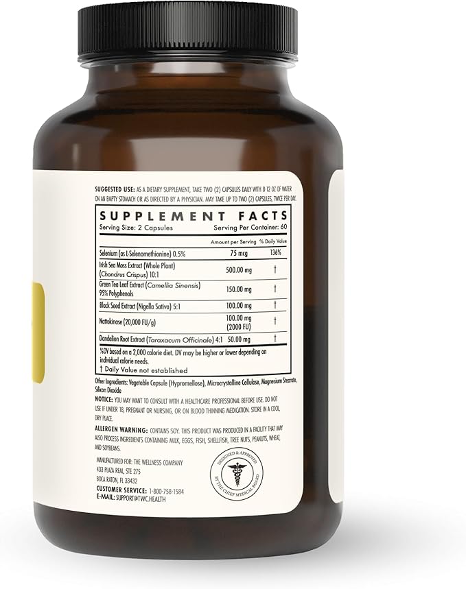 The Wellness Company Spike Support | 120 ct (2 Month Supply) | with Nattokinase, A Proteolytic Enzyme for Fibrinolytic (Anti-Clotting) | Non-GMO, Vegan, Gluten Free | for Year-Round Immune Support