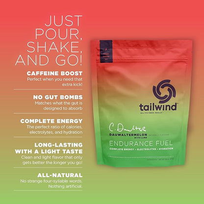 Tailwind Nutrition Endurance Fuel, Sports Drink Powder Mix with Electrolytes, Non-GMO, Free of Soy, Dairy, and Gluten, Vegan, Dauwaltermelon, 30 Servings