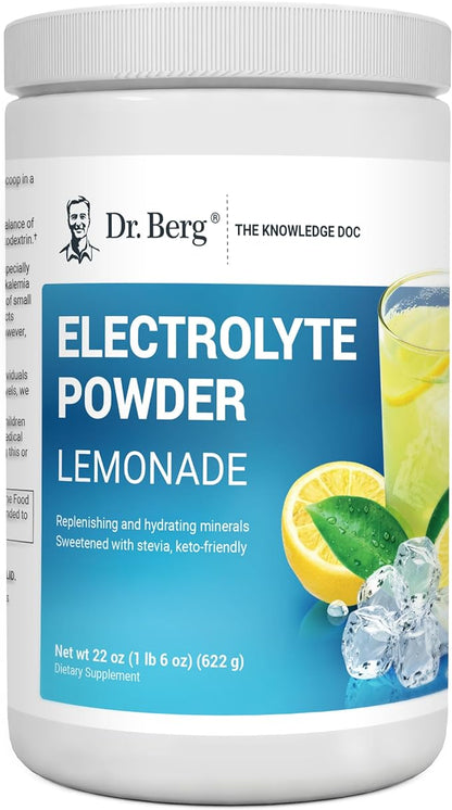 Dr. Berg Zero Sugar Hydration Keto Electrolyte Powder - Enhanced w/ 1000 mg of Potassium & Real Pink Himalayan Salt (NOT Table Salt) - Lemonade Flavor Hydration Drink Mix Supplement - 100 Servings