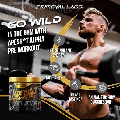Primeval Labs Ape Alpha Natural Pre Workout for Men and Women | Increase Endurance and Focus | 350mg Caffeine | Beta-Alanine |L citrulline | Nitric Oxide Booster | Sweet Tea Lemonade, 40 Servings