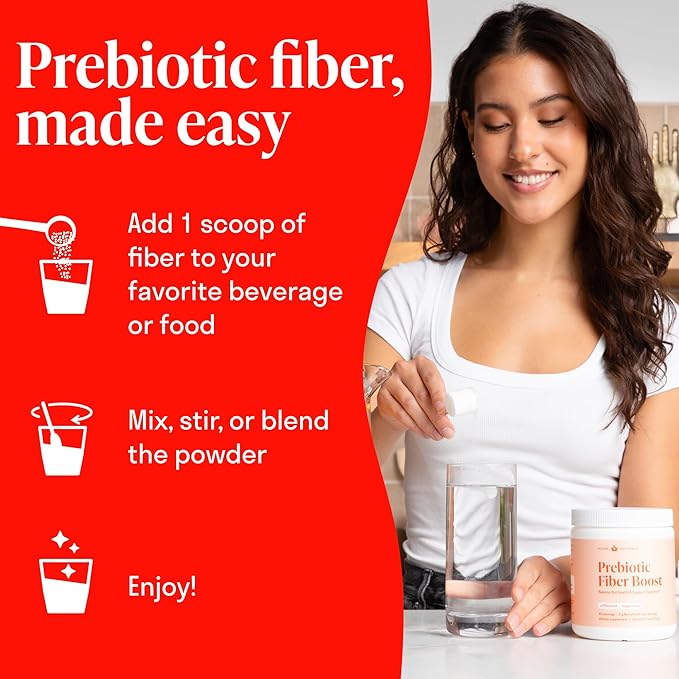 Prebiotic Fiber Powder - Unflavored & Sugar Free | 45 Servings | Organic Soluble Fiber Supplement to Support Digestion, Gut Health & Help Maintain Regularity - 1 Scoop of Unflavored Fiber Powder Daily
