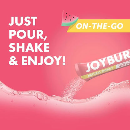 Joyburst Energy Drink Mix, Natural Caffeine (200mg) for Sustained, Jitter Free Energy, On-the-Go Natural Energy Drink Powder, Sugar Free - 16 x 4g Energy Sticks (Frose Rose)