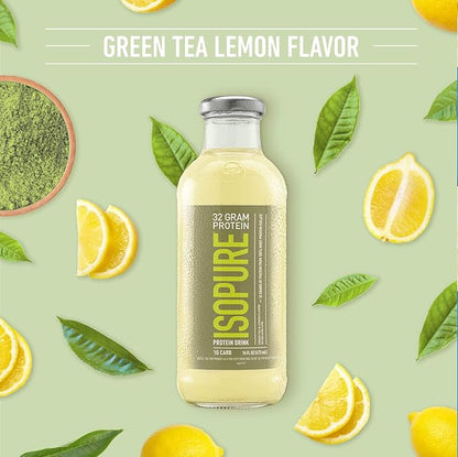 Isopure Zero Carb 32g Protein Ready-to-Drink, Whey Protein Isolate, Green Tea, 16 Fl Oz (12 Bottles)
