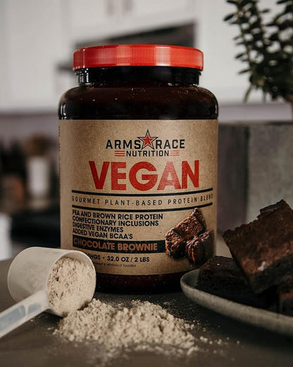 Arms Race Nutrition Vegan Gourmet Plant-Based Protein Blend - 32 oz. (2 lbs) (Chocolate Brownie)