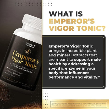 Emperor's Vigor Tonic - Original Supplements for Men's Health - 100% Natural, Non-GMO, Made in The USA, 3 Month Supply