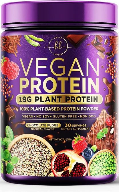 Vegan Protein Powder, Chocolate Fudge - 100% Plant Protein, 3.4g BCAAs, Premier Isolate, No Dairy, Whey or Gluten, Non-GMO, Easy Digesting, Vegan Protien Powder Women & Men, 2 Pounds (30 Servings)