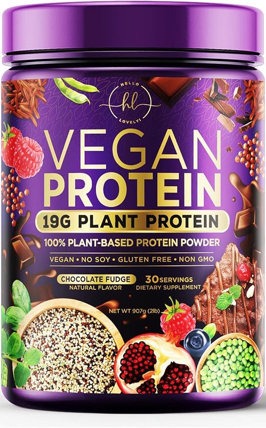 Vegan Protein Powder, Chocolate Fudge - 100% Plant Protein, 3.4g BCAAs, Premier Isolate, No Dairy, Whey or Gluten, Non-GMO, Easy Digesting, Vegan Protien Powder Women & Men, 2 Pounds (30 Servings)