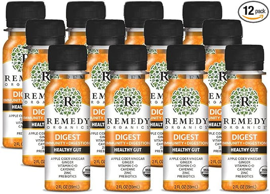 Remedy Organics Immunity Plus Shot, Digest 12-Pack | Boost Energy, Brain Function, Detoxification, and Metabolism | Certified-Organic Ingredients