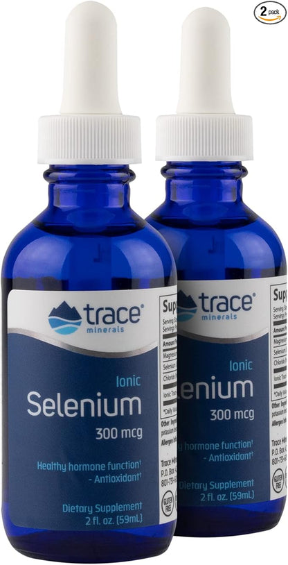 Trace Minerals | Liquid Ionic Selenium 300 mcg Dietary Supplement | Antioxidant, Supports Immunity, Thyroid Health | Vegan, Gluten Free, Non-GMO | 2 fl oz (2 pack), 96 servings