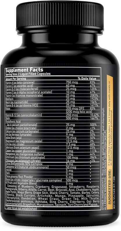 Runner's Daily Vitamin - Multivitamin for Runners - Boosts Energy & Endurance - Immune Support - Made from Real Foods & Gentle on Your Stomach - 120 Liquid-Filled Caps - 2 Month Supply!