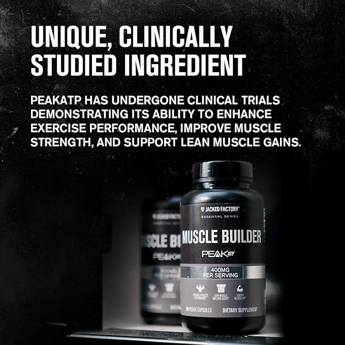 Jacked Factory Essentials Muscle Builder - Daily Muscle Builder for Men with Peak ATP to Support Lean Muscle Gain, Enhance Athletic Performance, & Fortify ATP Levels for Muscle Growth - 30 Capsules