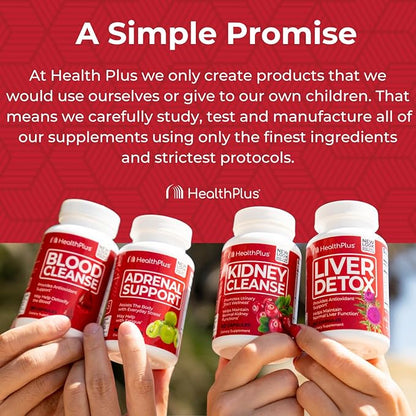 Health Plus, Liver Detox, Natural Herbal Liver Support & Detox Supplement with Milk Thistle, Dandelion and Turmeric Root, 60 capsules