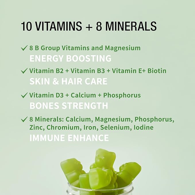 Unichi Women’s Multi-Nutrient Gummy, 18 Essential Vitamins & Minerals Specially Designed for Women, Non-GMO, Lime Flavour, 60 Count