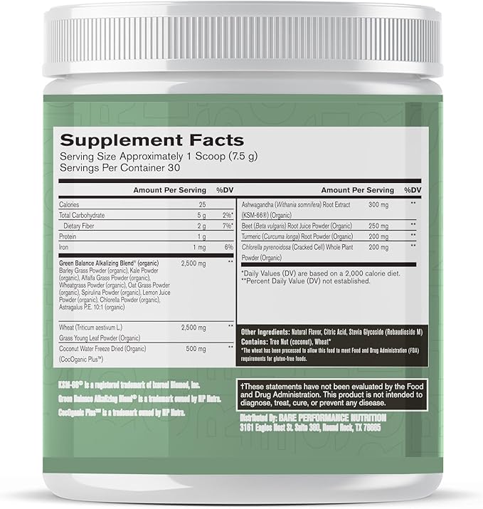 BARE PERFORMANCE NUTRITION, BPN Strong Greens Superfood Powder, Improved Digestion, Increased Energy, Immune System Support, Sweet Mint, 30 Servings