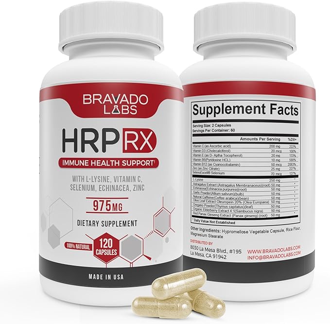 Advanced Lysine Immune Support 975 mg - Maximum Immune Support Supplement - Super Lysine Outbreak Support Pills for Adults - with Zinc, Vitamin C - 120 ct