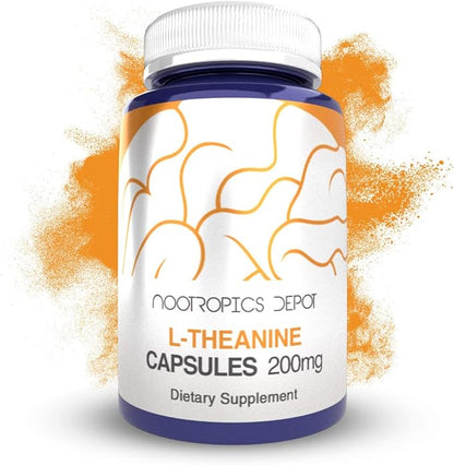 Nootropics Depot L-Theanine Capsules 200mg (90 Count) | Promotes Relaxation | Supports Healthy Stress Levels + Sleep Cycles | Promotes Cognitive Function + Focus | Amino Acid Supplement