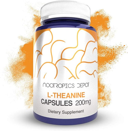 Nootropics Depot L-Theanine Capsules 200mg (180 Count) | Promotes Relaxation | Supports Healthy Stress Levels + Sleep Cycles | Promotes Cognitive Function + Focus | Amino Acid Supplement