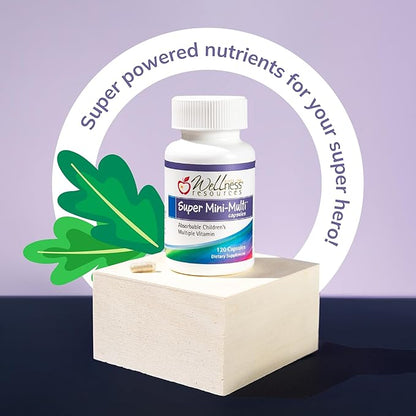 Super Mini-Multi - Children's Multivitamin Swallowable Capsules with Methyl Folate, Methyl B12 and Coenzyme B Vitamins for Growth, Focus, Brain Health (120 Capsules)