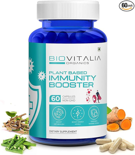BIOVITALIA Immunity Booster for Adult Men & Women Plant Based Natural Dietary Supplement Capsule Helps Boost Immune System & Support Healthy Heart Function - 60 Capsule