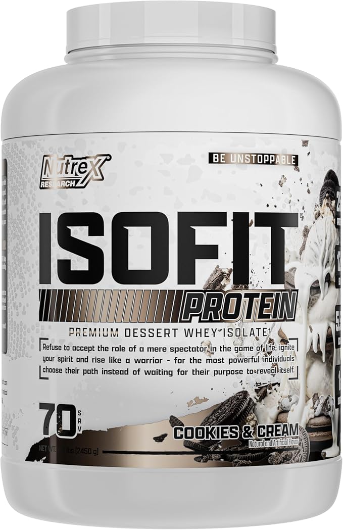 Nutrex Research IsoFit Whey Protein Powder Instantized 100% Whey Protein Isolate (70 Servings, Cookies & Cream)