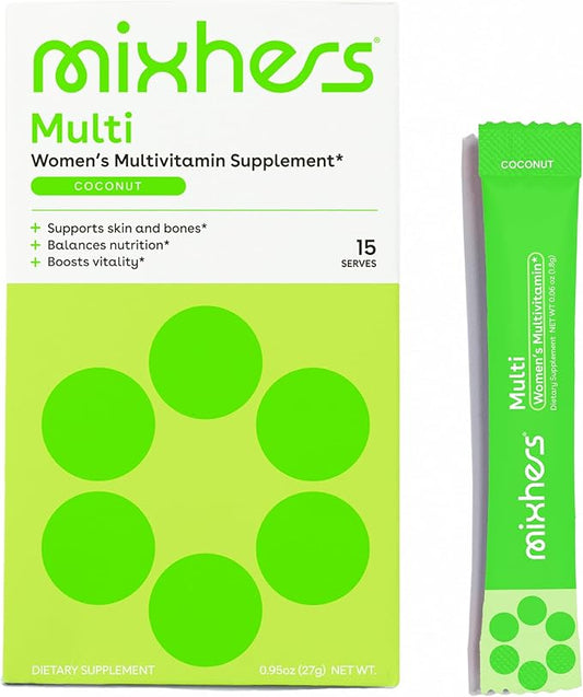 Hermulti - Women's Multivitamin Drink Mix - Daily Multivitamins - Nutrition Designed for Women - for Wellness & Immune Support - Better Absorbed Supplements - 15 Drink Packets - Coconut