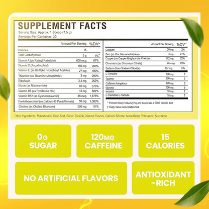 Morning Buzz Energy Drink Powder - Energy Boost Energy Drink - Sugar-Free Energy with Antioxidants - Morning Kick and Sports Nutrition Endurance Product - 30 Servings, Lemonade, 8 Ounces