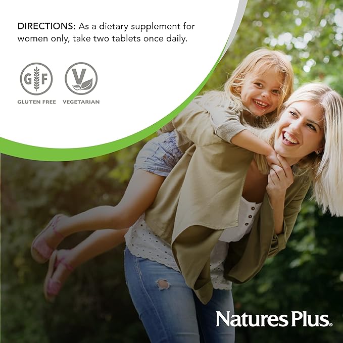 Natures Plus Source of Life Women - 120 Tablets, Pack of 2 - Multi-Vitamin & Mineral Supplement - with Iron, Calcium, Folate & Lutein - Gluten Free, Vegetarian - 120 Total Servings