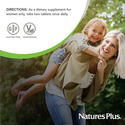 Natures Plus Source of Life Women - 120 Tablets, Pack of 2 - Multi-Vitamin & Mineral Supplement - with Iron, Calcium, Folate & Lutein - Gluten Free, Vegetarian - 120 Total Servings
