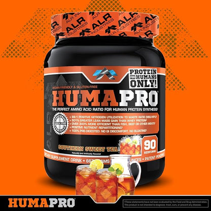 Humapro | Amino Acids Protein Matrix for Humans | 99% Utilization for Lean Muscle | Vegan, Gluten Free | 667g / 90 Servings (Southern Sweet Tea)