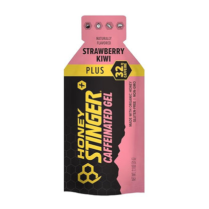 Honey Stinger Organic Strawberry Kiwi Energy Gel | Caffeinated & Gluten Free | For Exercise, Running and Performance | Sports Nutrition for Home & Gym, Pre and Mid Workout | 12 Pack, 13.2 Ounce
