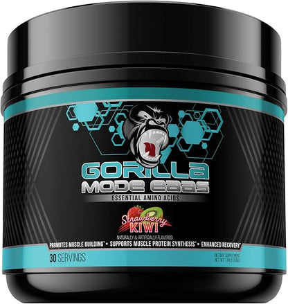 Gorilla Mode EAAs - Essential Amino Acids to Support Muscle Building, Enhanced Recovery, and Protein Synthesis/Use Before, During, or After Your Workout / 453 Grams (Strawberry Kiwi)