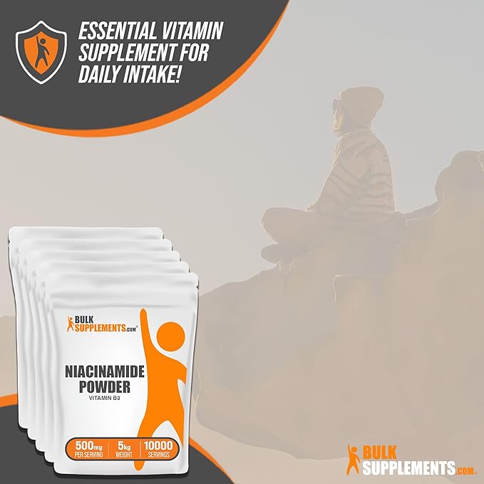 BulkSupplements.com Niacinamide Powder - Niacinamide 500mg - Vitamin B3 Niacinamide - Vitamin B3 Powder - Vitamin B3 Nicotinamide 500mg - 500mg Nicotinamide per Serving (5 Kilograms - 11 lbs)