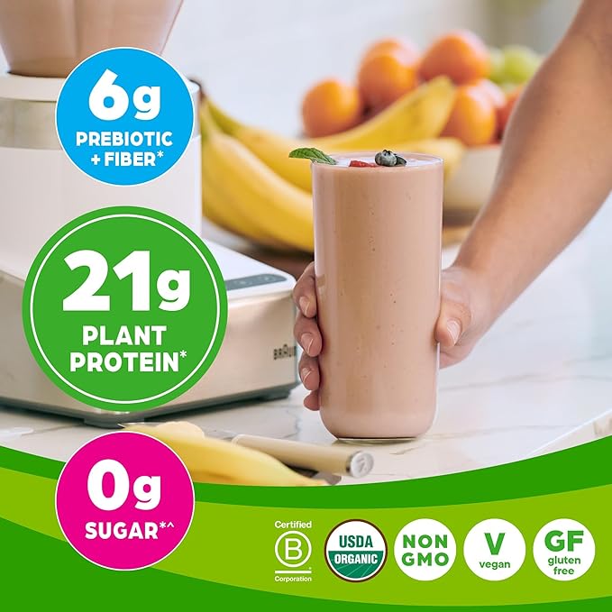 Orgain Organic Vegan Protein Powder, Creamy Chocolate Fudge - 21g Plant Protein, 7g Prebiotic Fiber, Low Net Carb, No Lactose Ingredients, No Added Sugar, Non-GMO, For Shakes & Smoothies, 2.03 lb