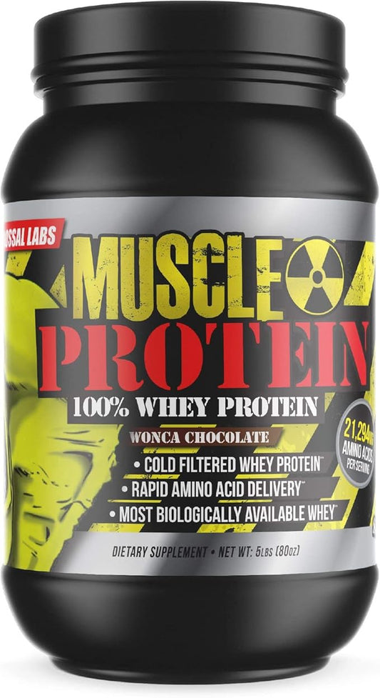 Muscle Whey Protein [5 lbs/Pack of 1]–Chocolate Flavored Protein Powder, 25,000mg Amino Acids/Serving, Cold Filtered(Packaging May Vary)