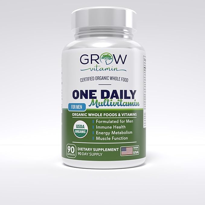 One Daily Multivitamin for Men - with Vitamins & Minerals + Organic Whole Foods, Supplement to Boost Energy, General Health - Non-GMO - 90 Capsules | 3 Month Supply
